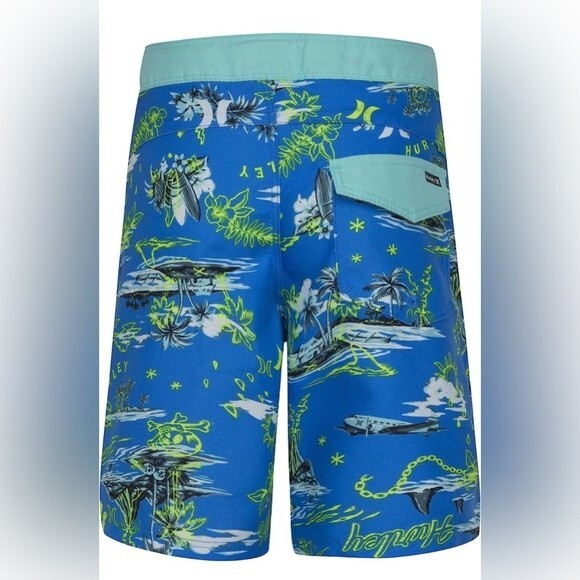 Hurley Big Kids Boys' Blue Board Shorts Swim Trunks Swimwear Size 14 Pool - Picture 2 of 11